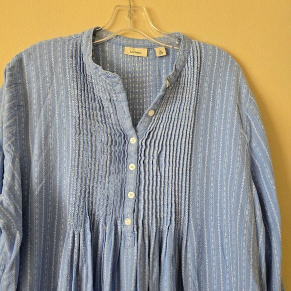 LL bean Vtg Pintuck Dobby Cotton Nightgown flannel Pajamas Modest Cottagecore L - Picture 10 of 11